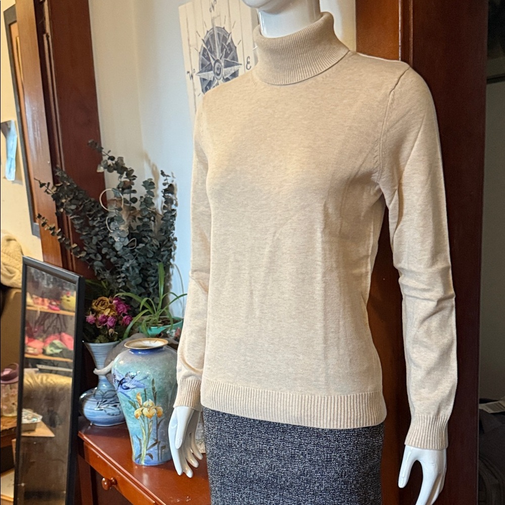 NWT northern reflections size small Women oatmeal 100% Turtleneck Sweater cotton